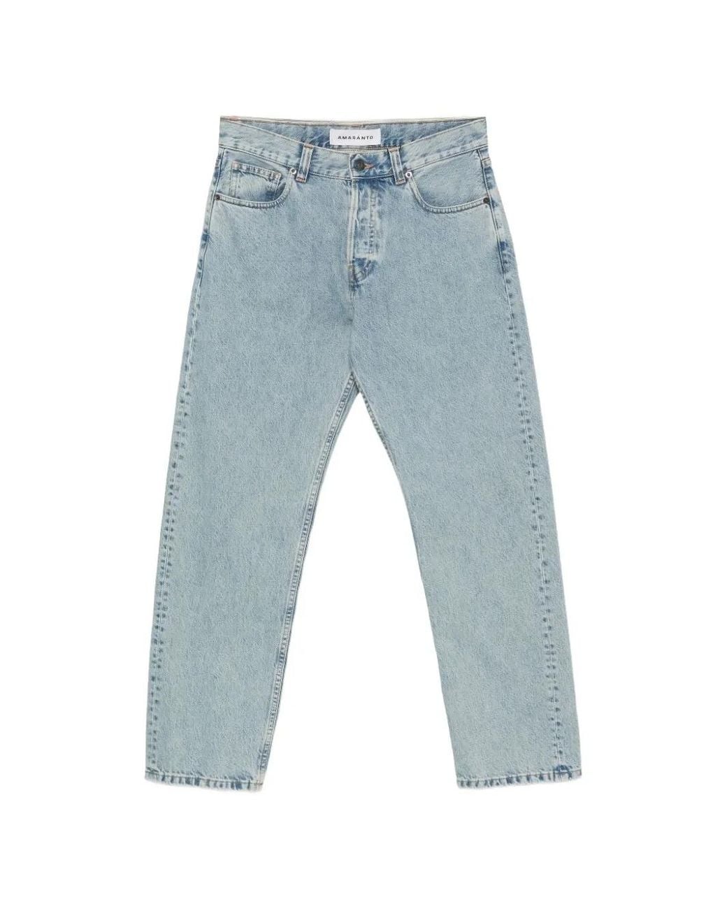 Amaranto Blue Faded-Effect Straight-Leg Jeans for men