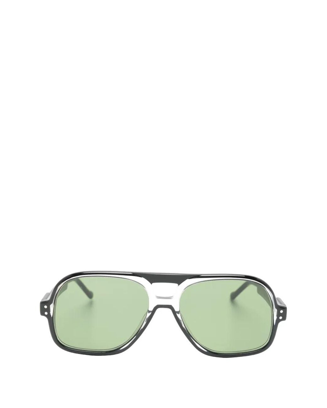 Lesca Green Lotus Pilot-Frame Sunglasses