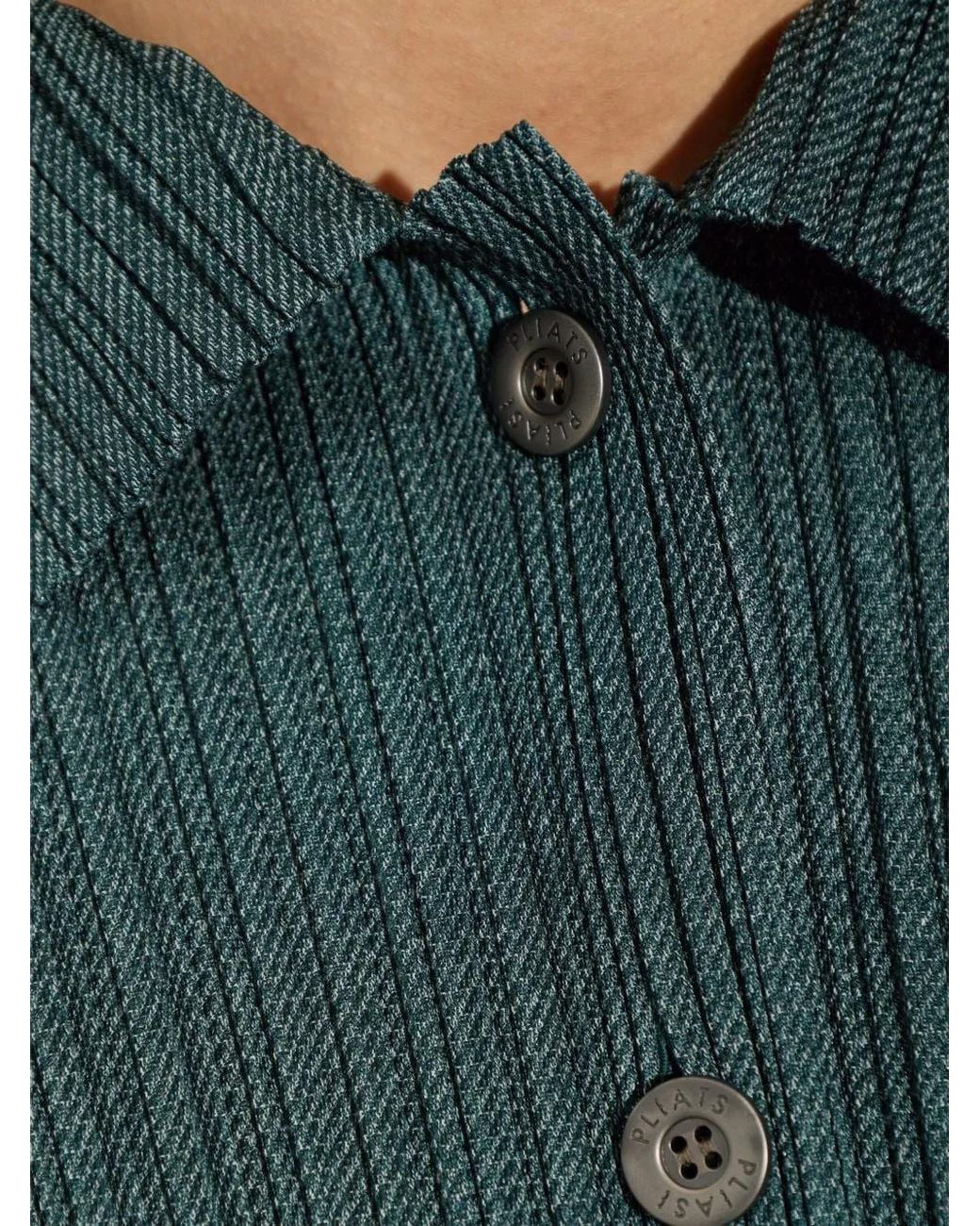 Issey Miyake Green Pleated Cardigan