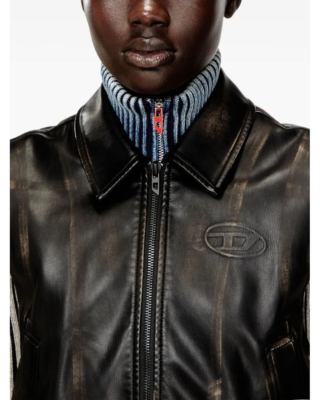 DIESEL Black Casual Sleeveless Leather Jacket