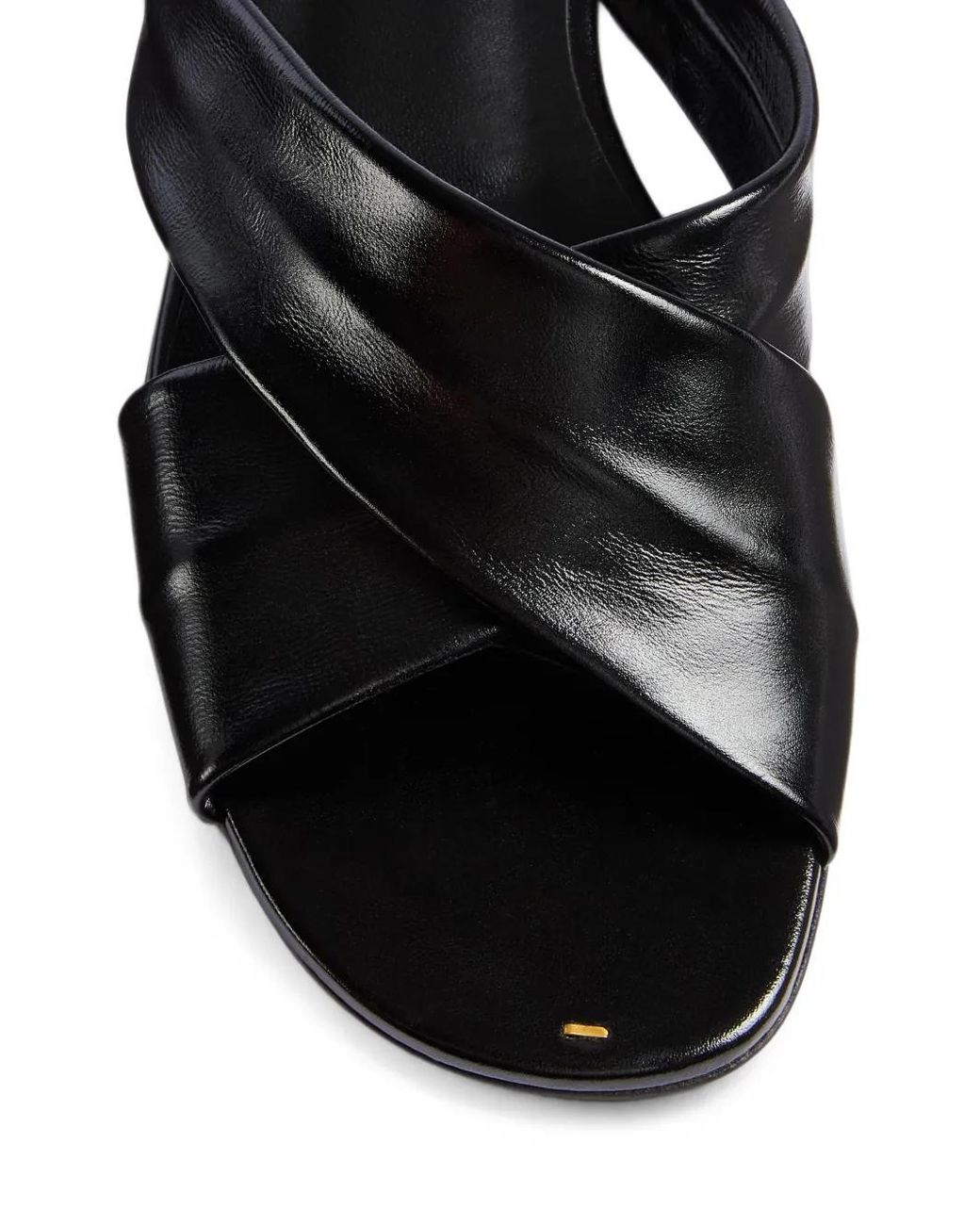 Khaite Black Liria Leather Flat Sandals