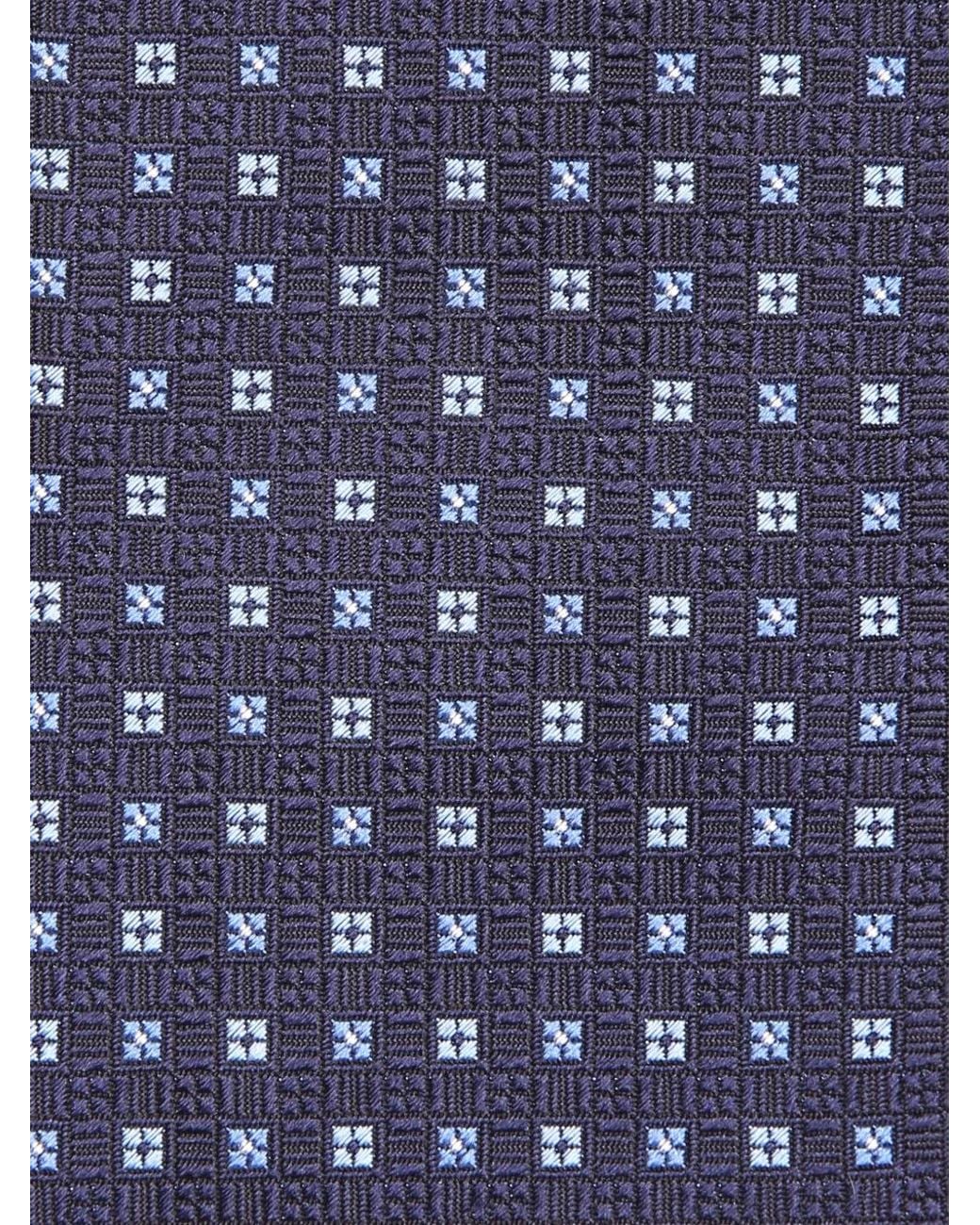 Zegna Blue Geometric-Pattern Silk Tie for men