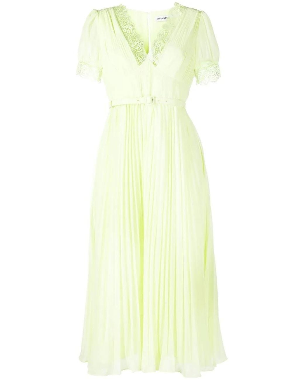 Self-Portrait Yellow Chiffon Midi Dress