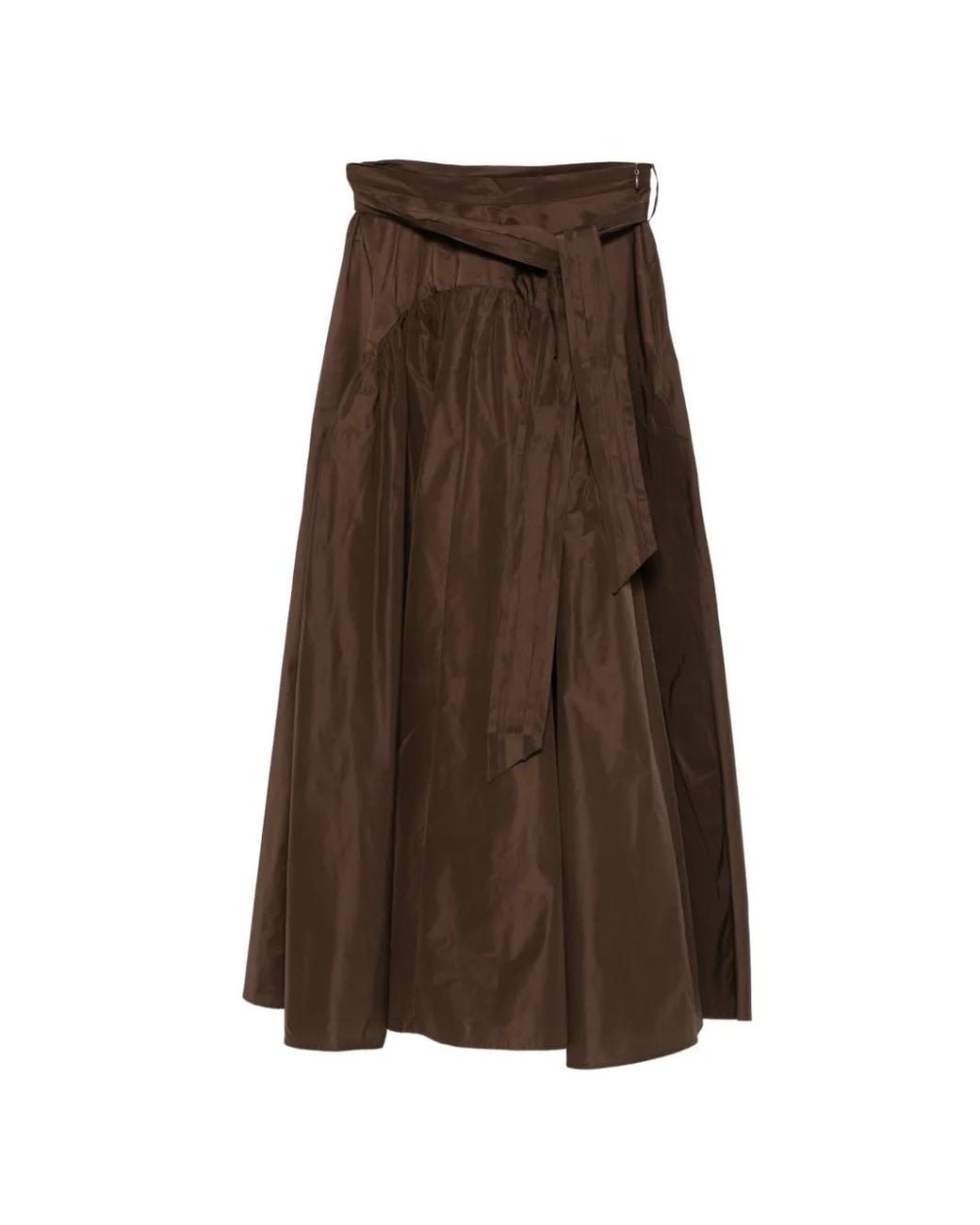 Psophia Brown Tie-Waist Maxi A-Line Skirt