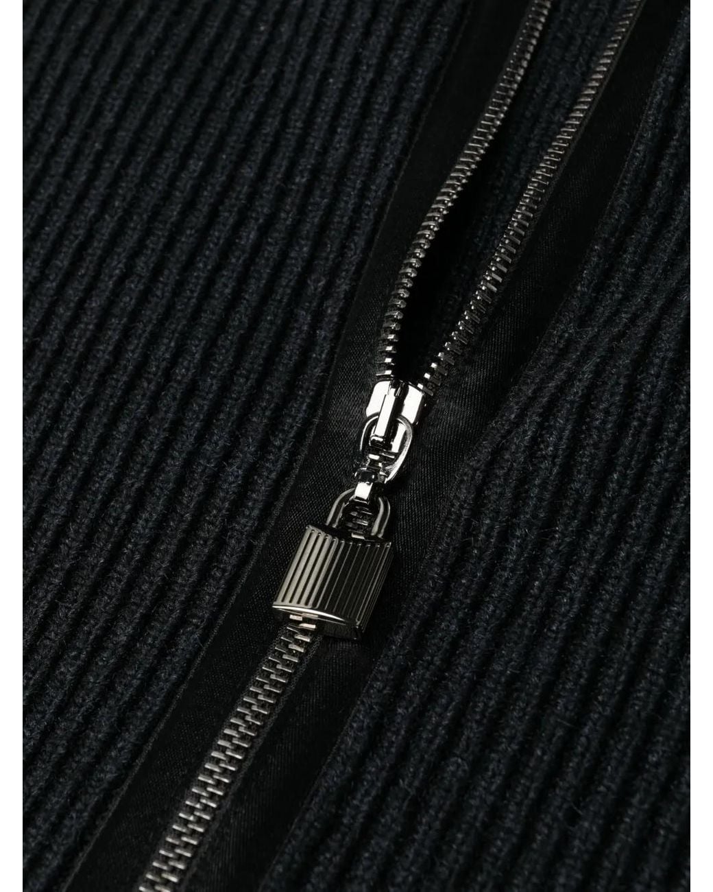Tom Ford Black Ribbed Zip-Up Pencil Skirt