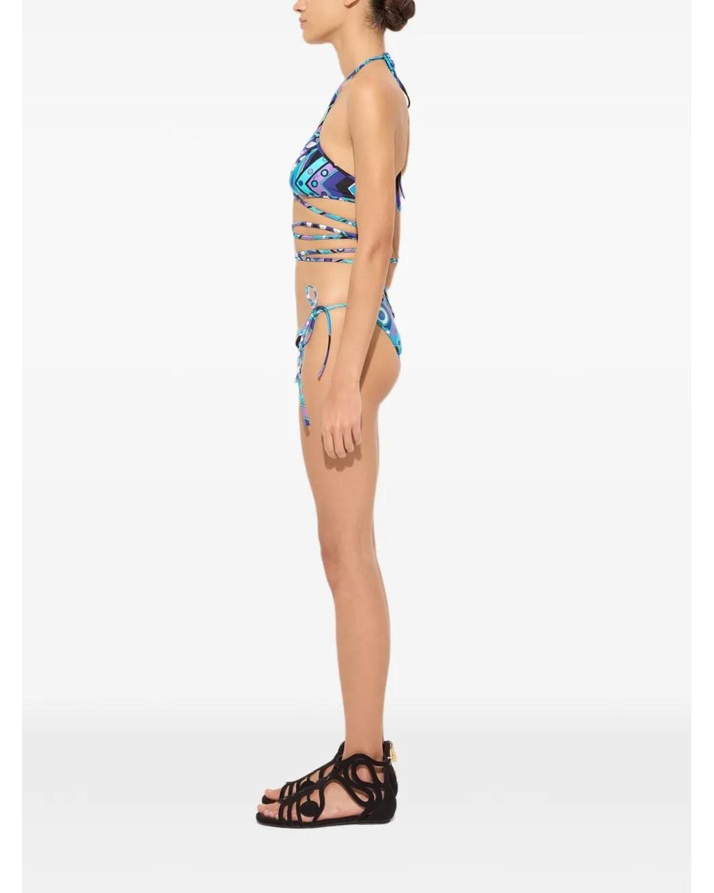 Emilio Pucci Blue Haut De Bikini Triangle À Imprimé Vivara