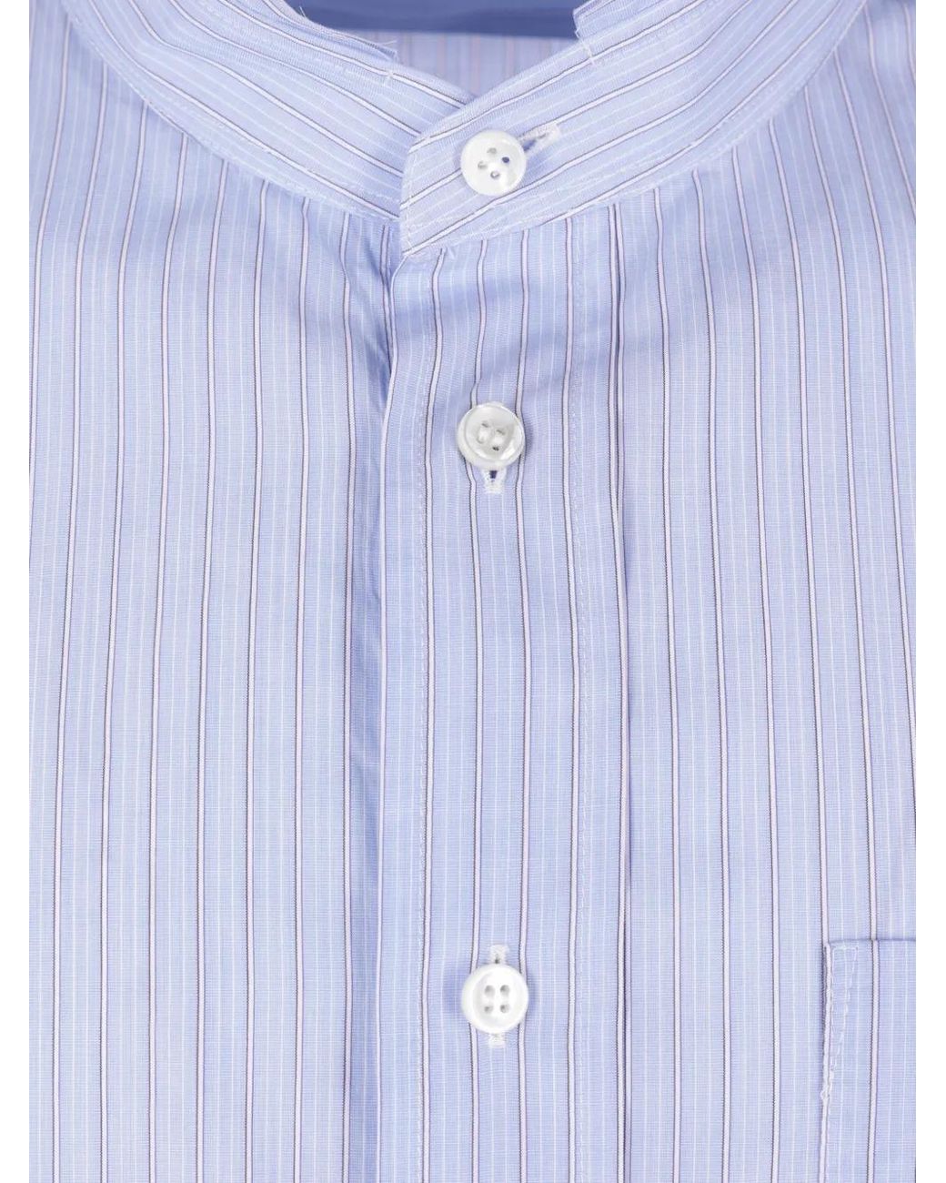 SALON C. LUNDMAN Blue Chemise Rayée À Col Officier for men