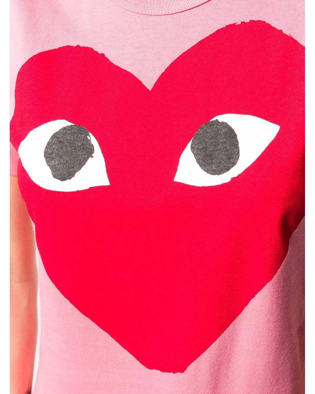 COMME DES GARÇONS PLAY Pink Heart Print Round Neck T-Shirt