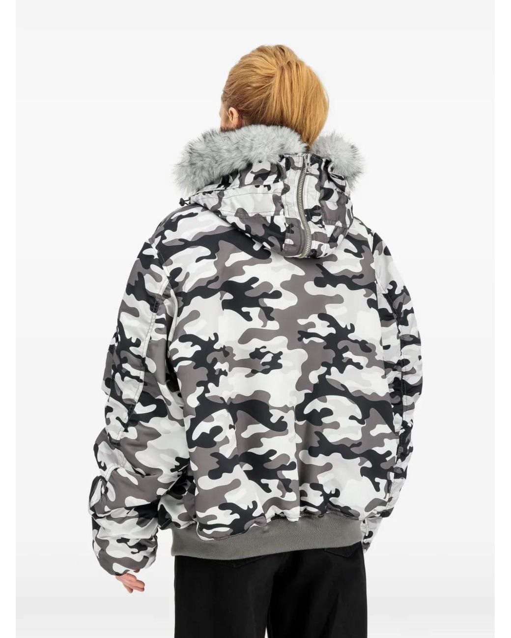 Alpha Industries Gray N-2B Base Camo Uv Oversized-Fit Bomber Jacket