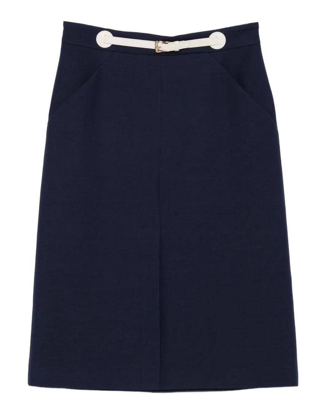 Valentino Garavani Blue Belted Midi Skirt