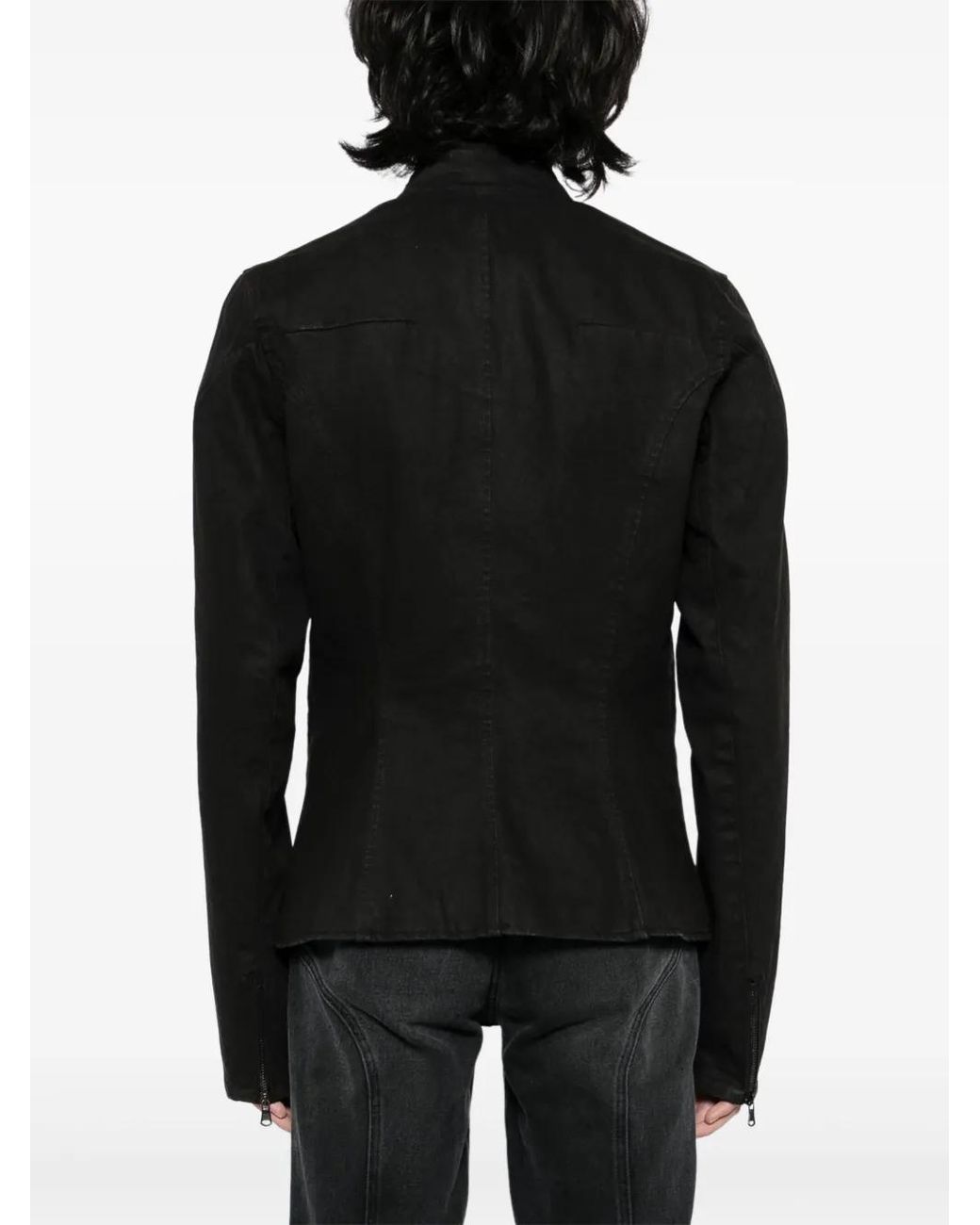 P.L.N. Black Denim Biker Jacket for men