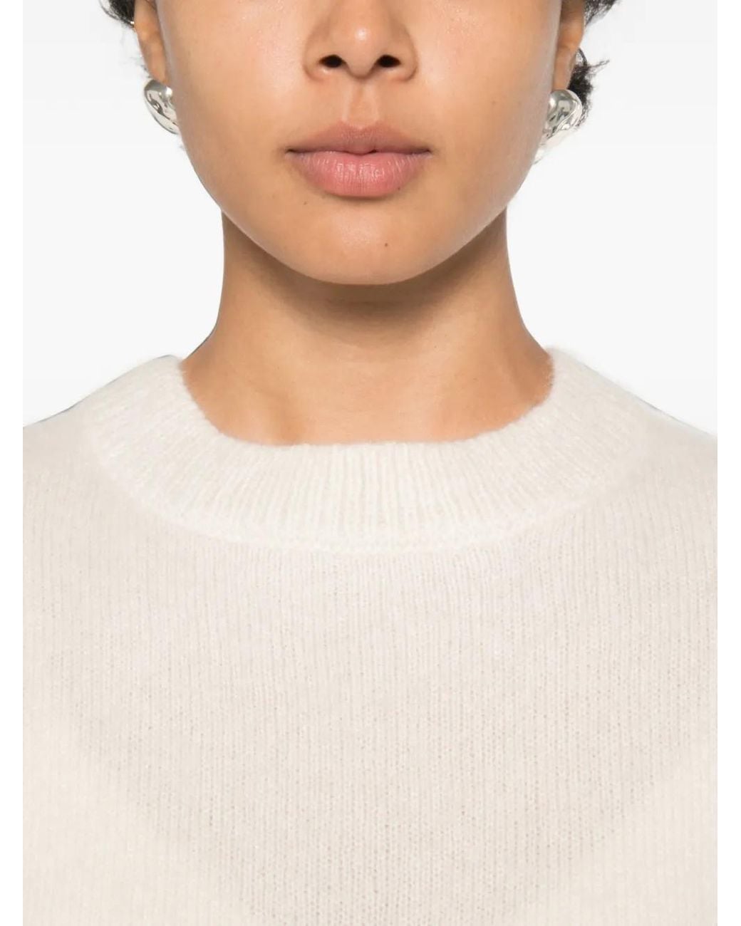 Allude Natural Short-Sleeve Crew-Neck Knitwear