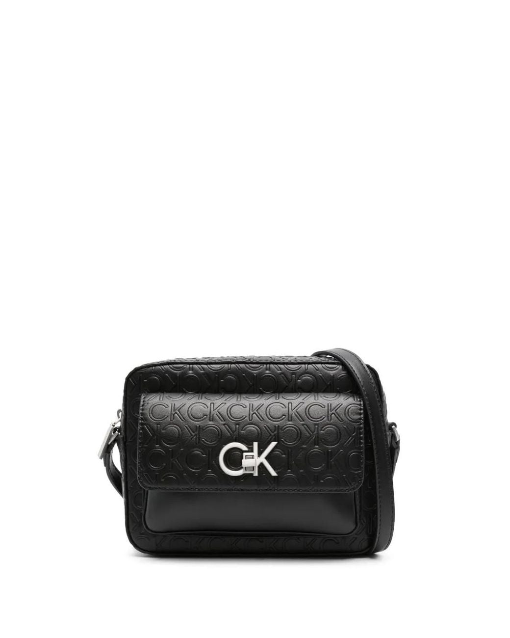 Calvin Klein Black Logo-Lettering Crossbody Bag