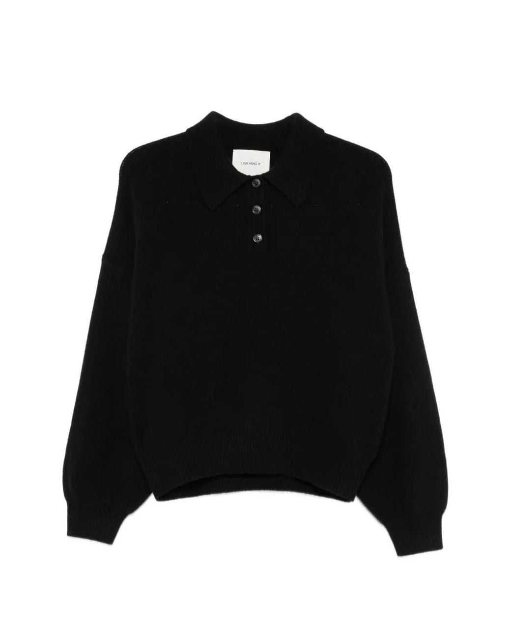 Lisa Yang Black Etta Button-Up Polo Shirt