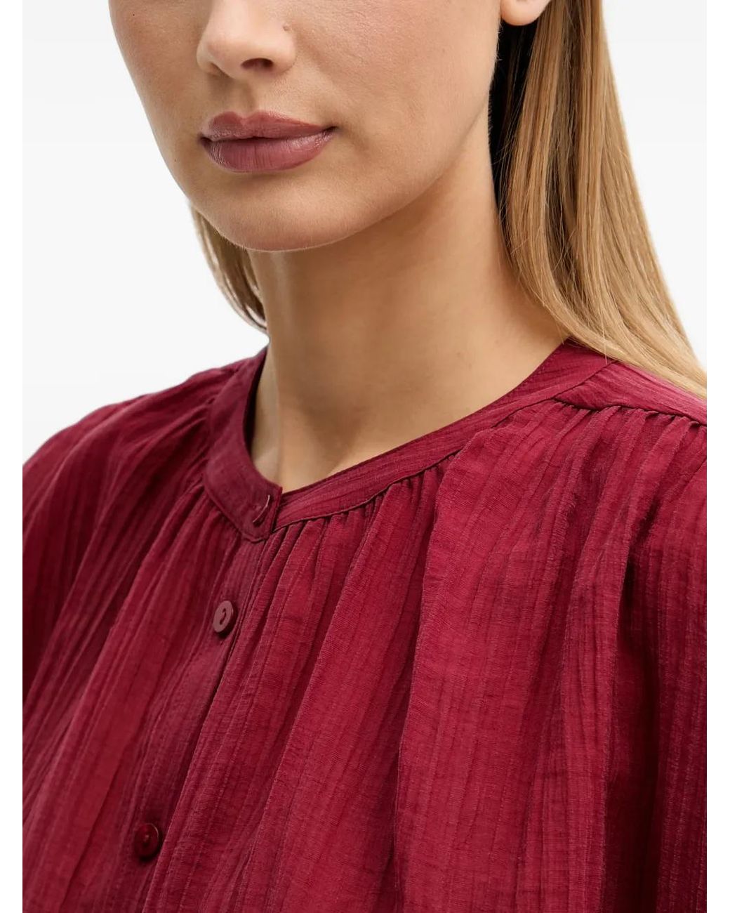 Sisley Gathered-Detail Button-Up Blouse