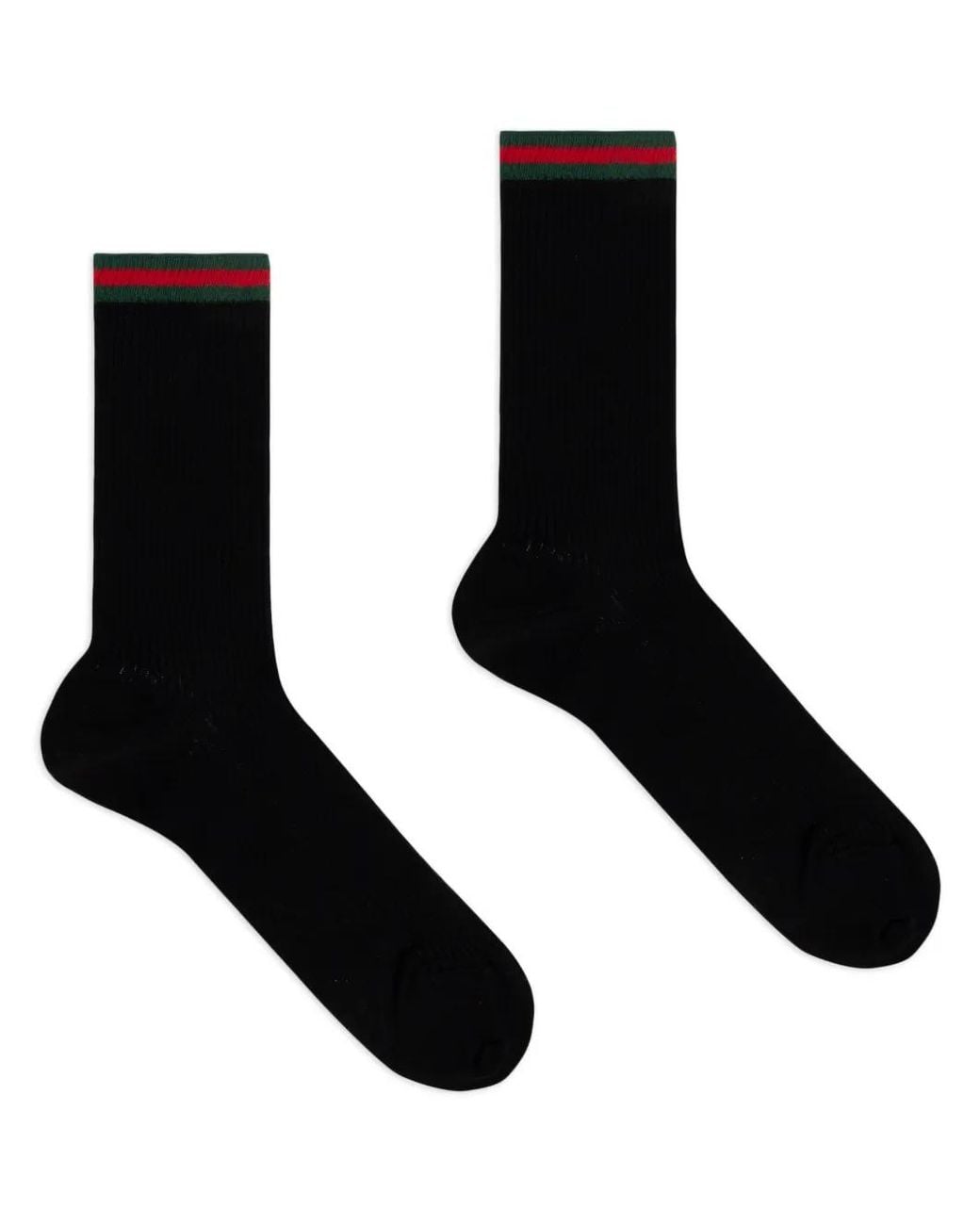 Gucci Black Web-Striped Cotton-Blend Socks