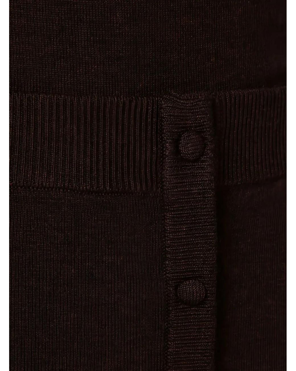 Victoria Beckham Black Button-Front Knitted Midi Skirt