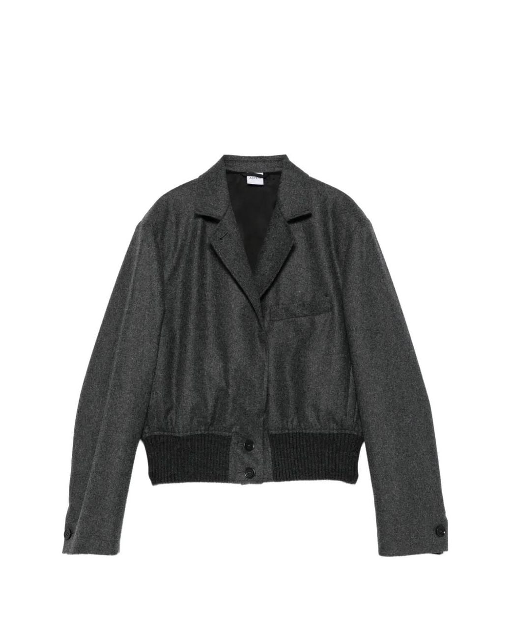 Aspesi Black Ribbed-Hem Button-Up Jacket