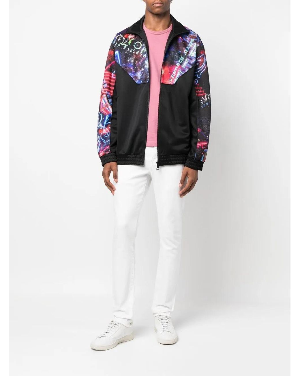 Versace Jeans Couture Gray Logo Digital-Print Bomber Jacket for men
