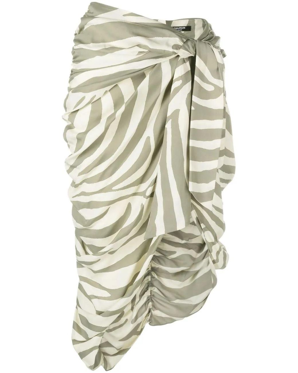 Balmain White Zebra-Print Midi Skirt
