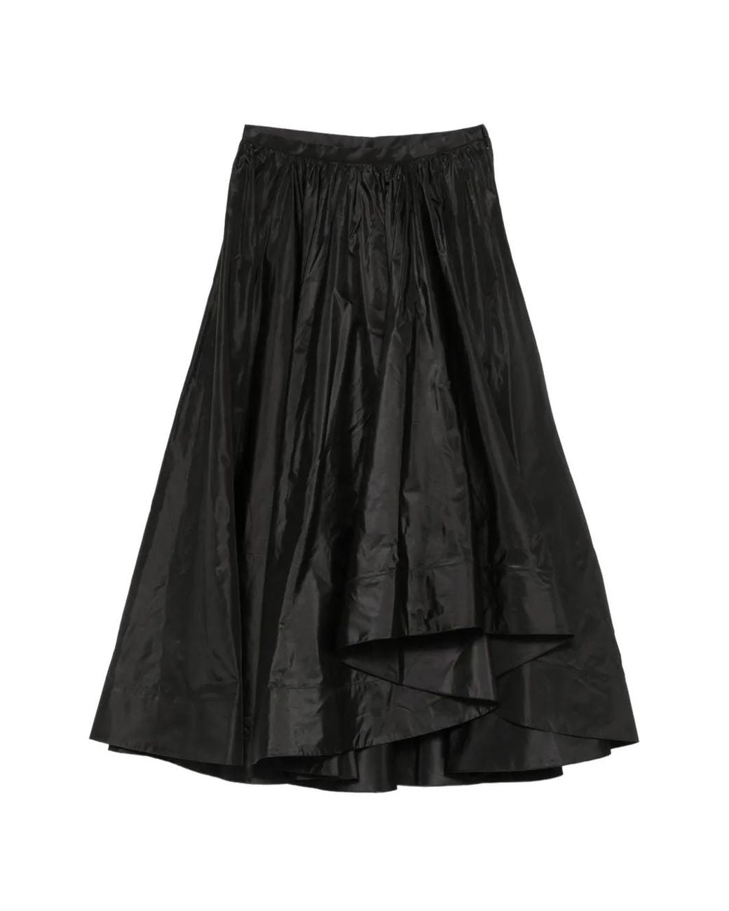 Valentino Garavani Black Asymmetric Gathered Midi Skirt