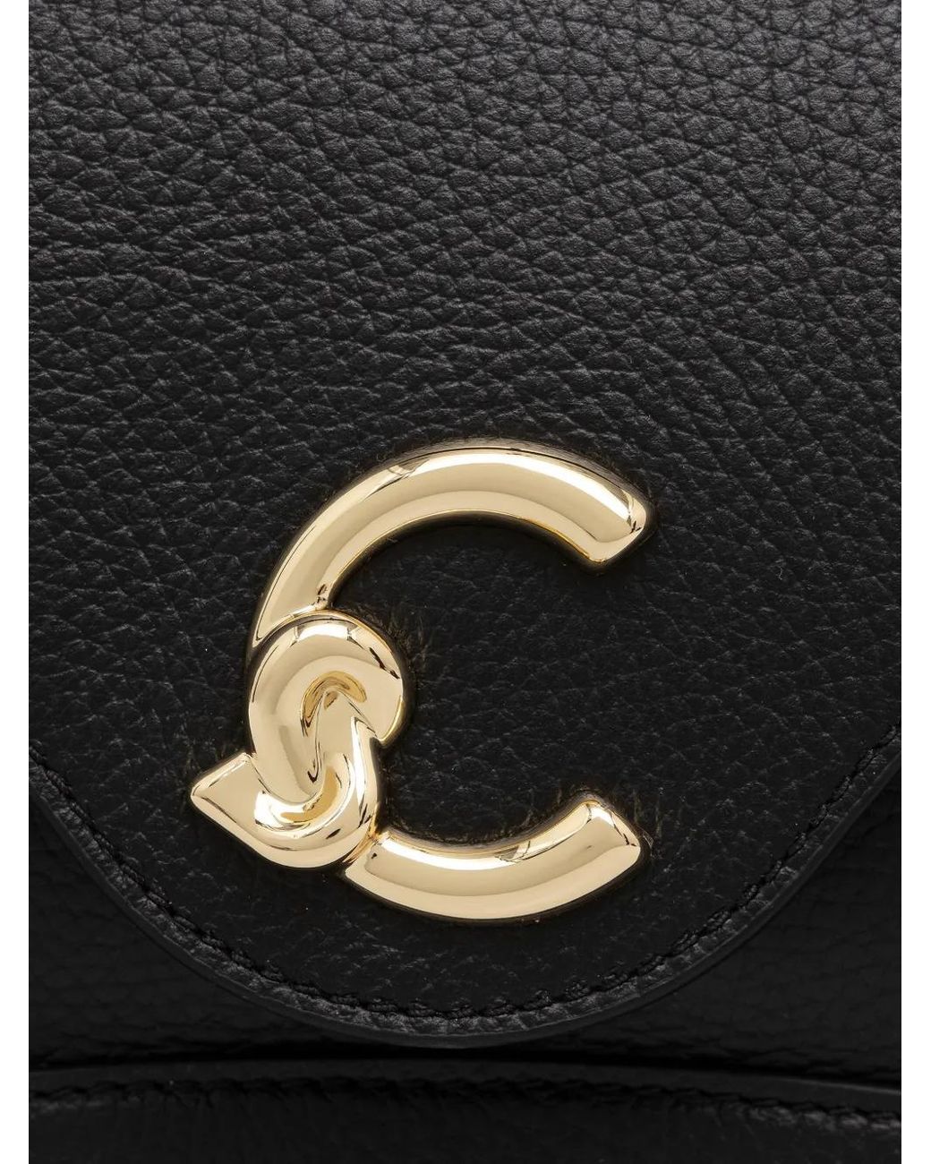 Coccinelle Black C-Me Logo-Plaque Pebbled-Leather Shoulder Bag