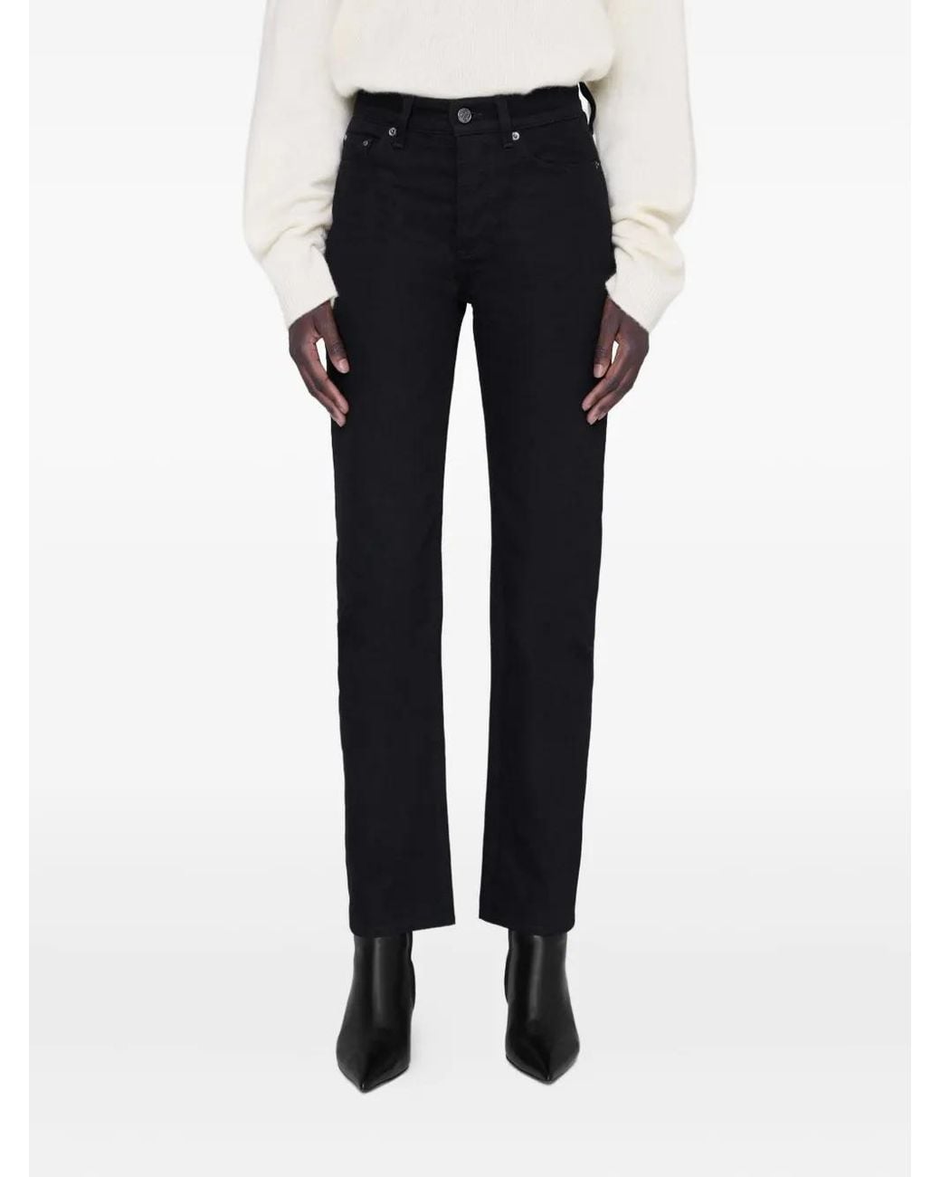 Anine Bing Black Bruno Straight-Leg Jeans