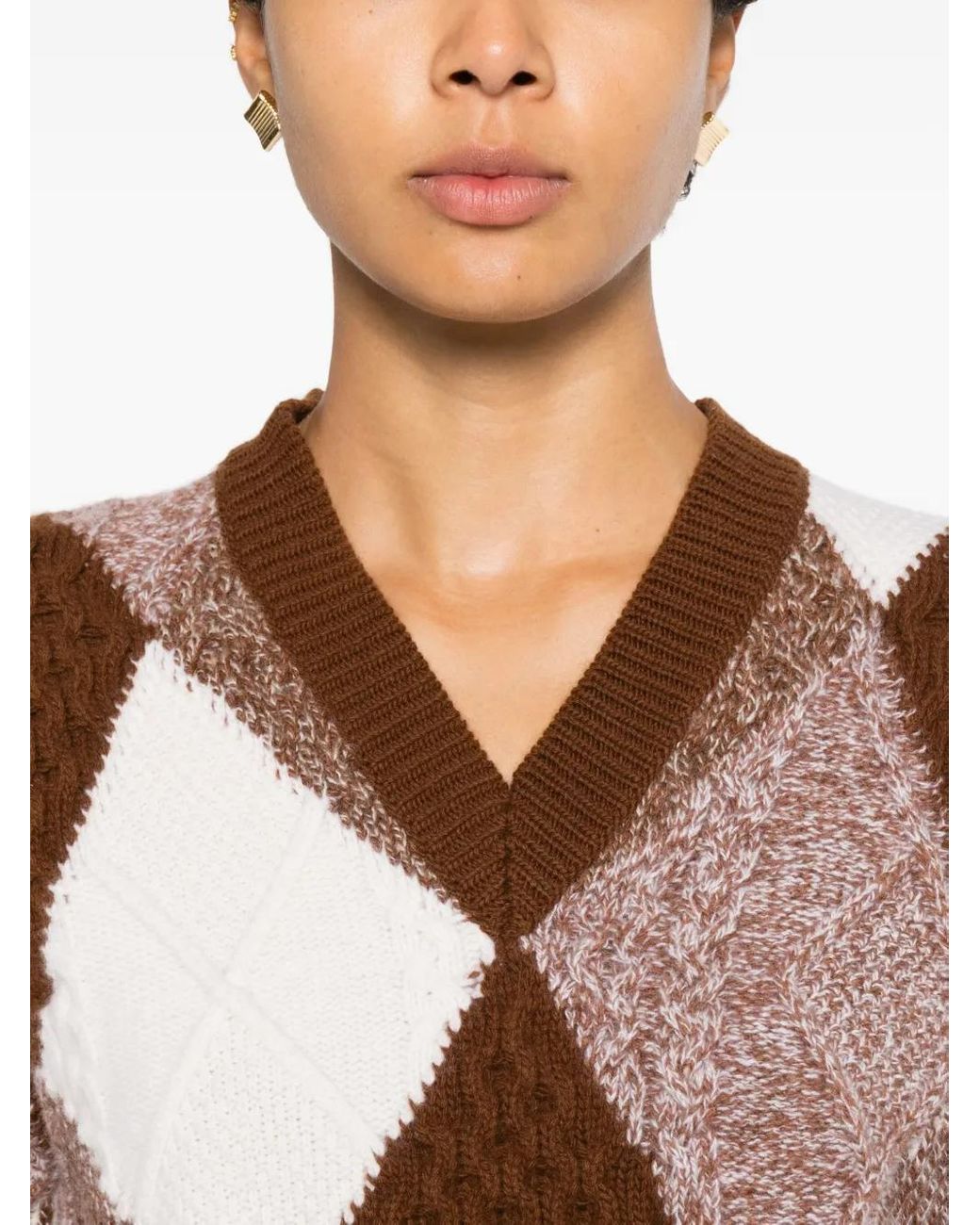 Pull À Col V Stella McCartney en coloris Brown
