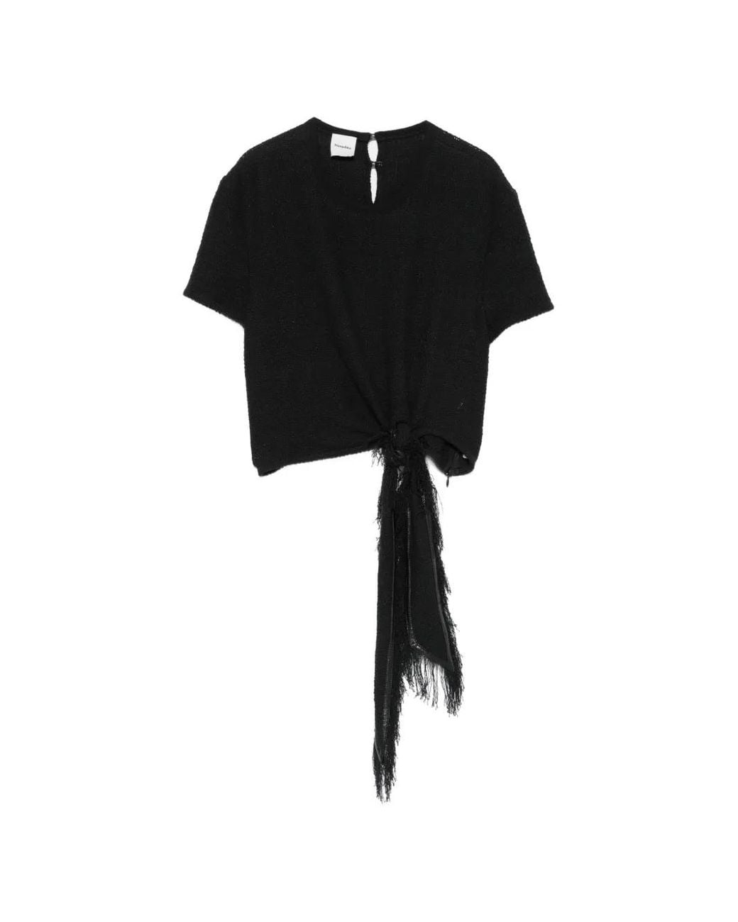Nanushka Black Mariel Ruched-Front Crop Top