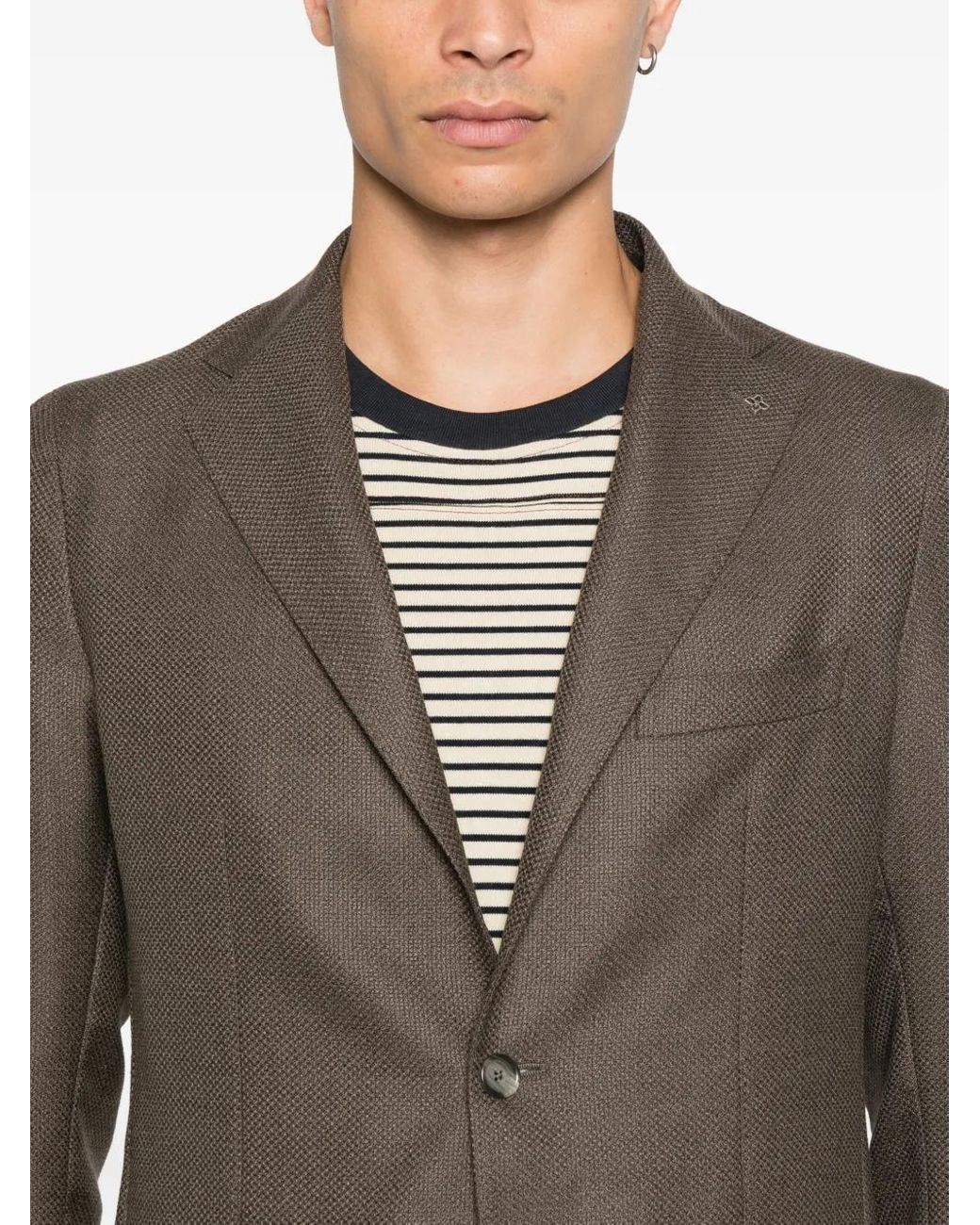 Tagliatore Brown Textured Two-Button Blazer for men