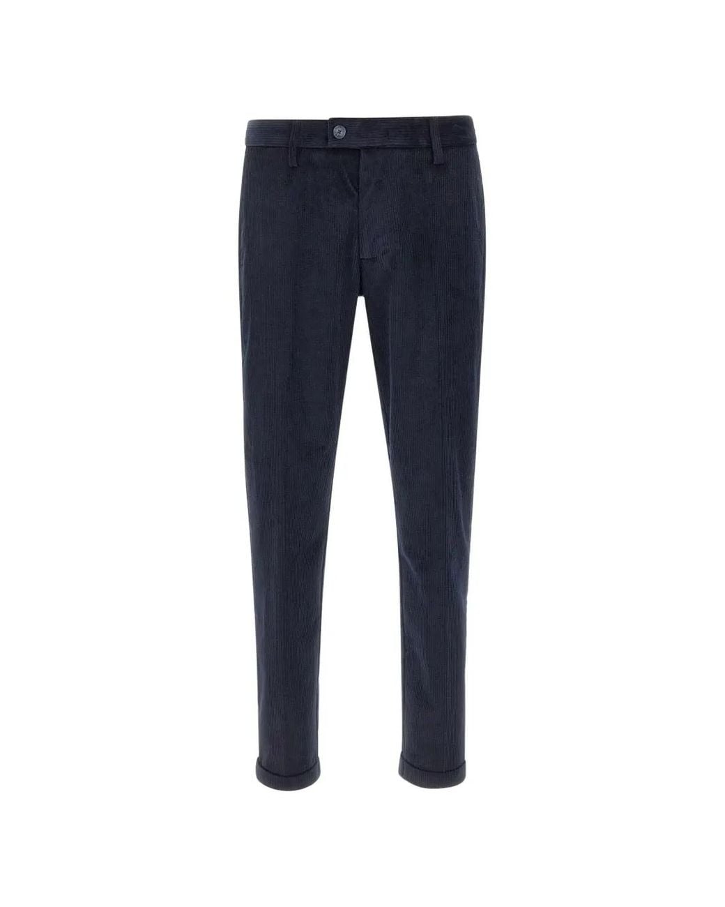 Re-hash Blue Pleated Corduroy Trousers for men