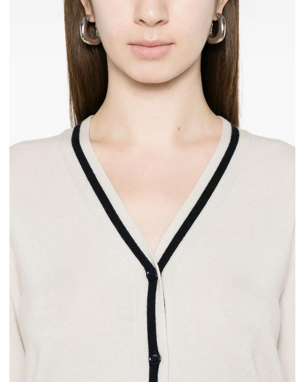 Max Mara White V-Neck Cardigan
