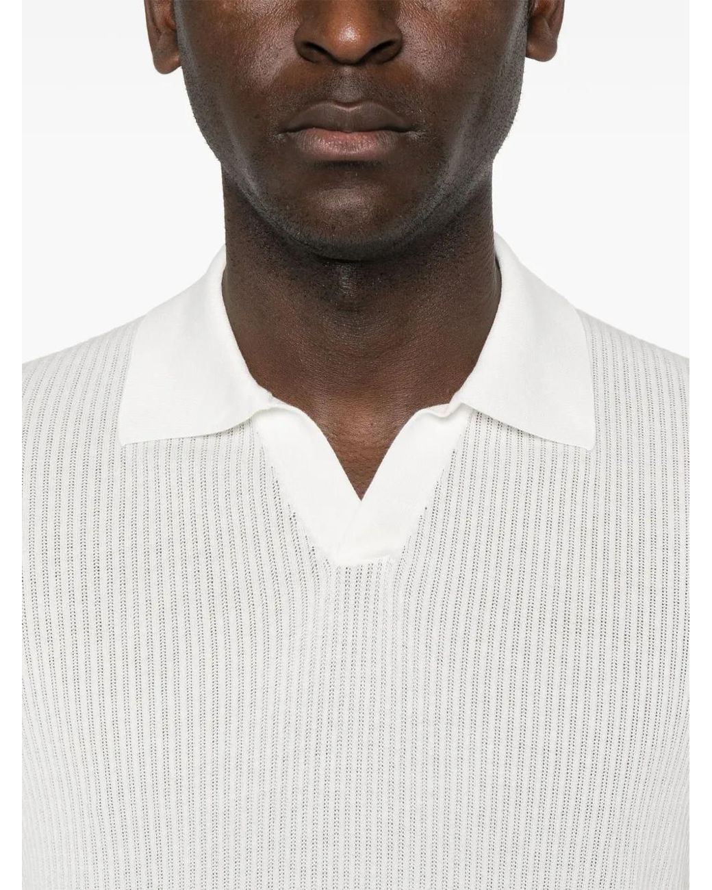 Fedeli White Bambu Polo Shirt for men