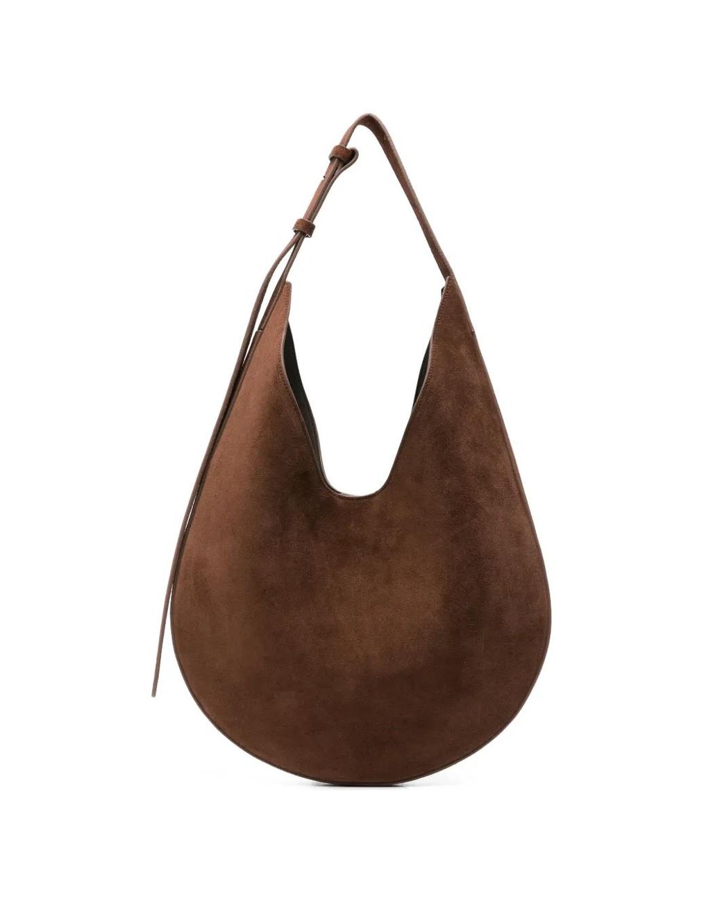 Aesther Ekme Brown Medium Curved Suede Shoulder Bag