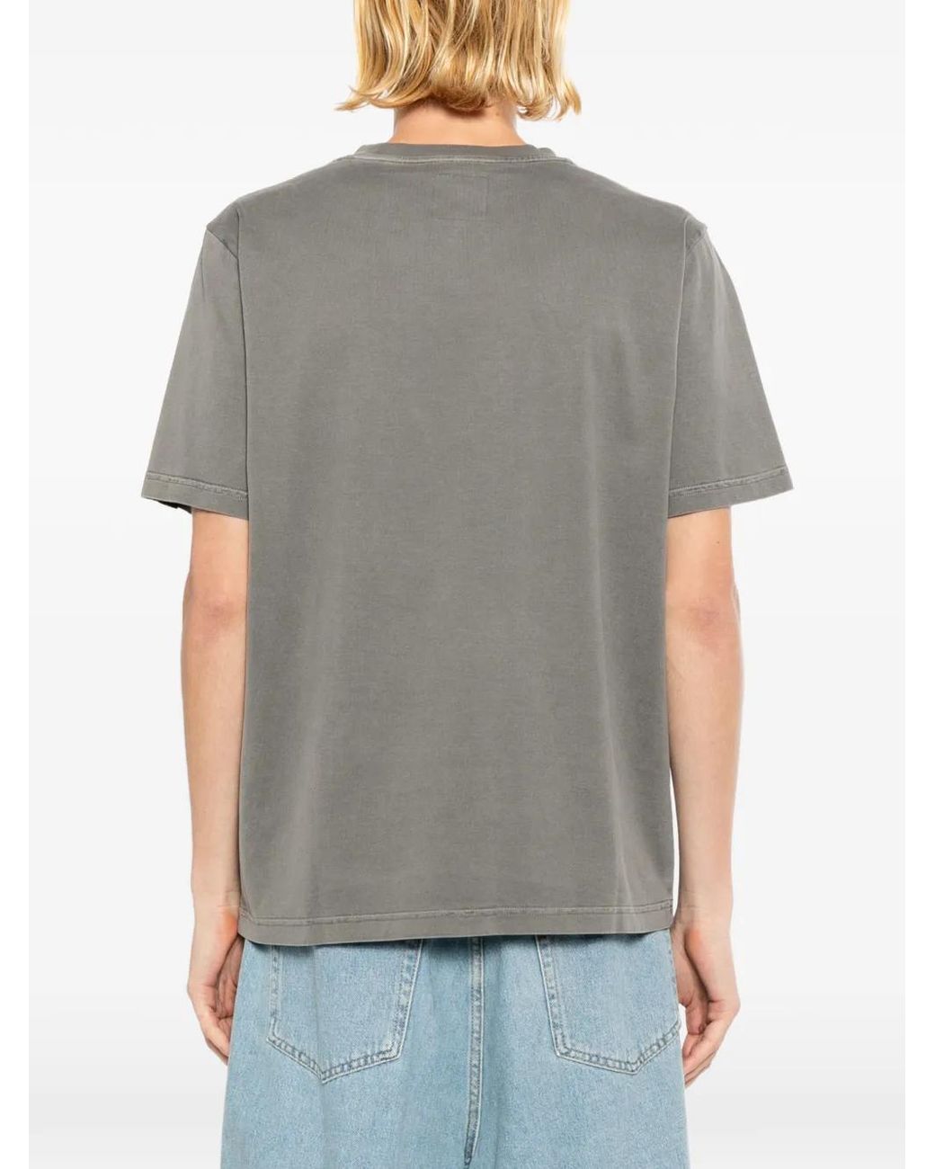 SPORT b. by agnès b. Gray Logo-Embroidered Cotton T-Shirt for men