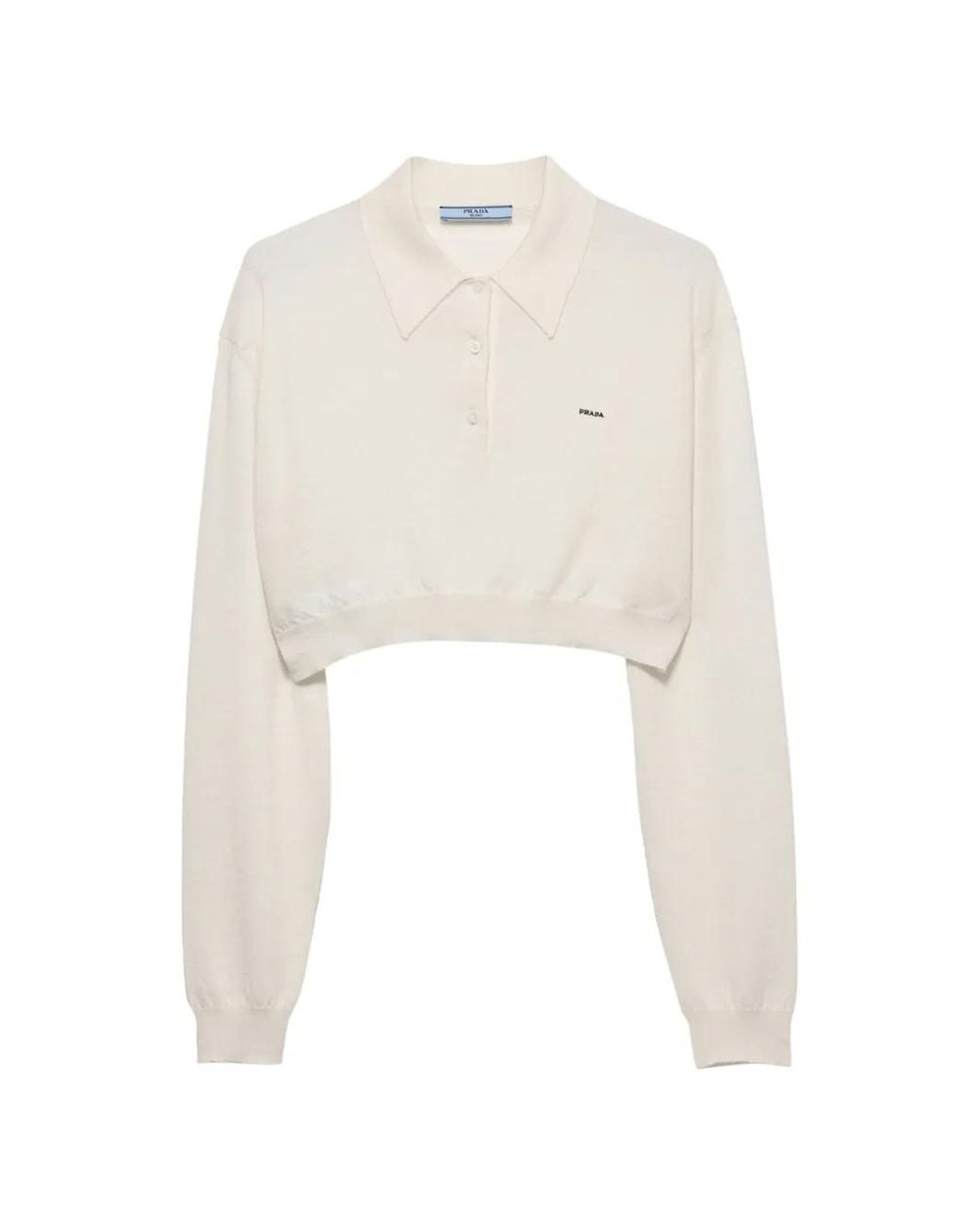 Prada White Cropped Cashmere Polo Shirt