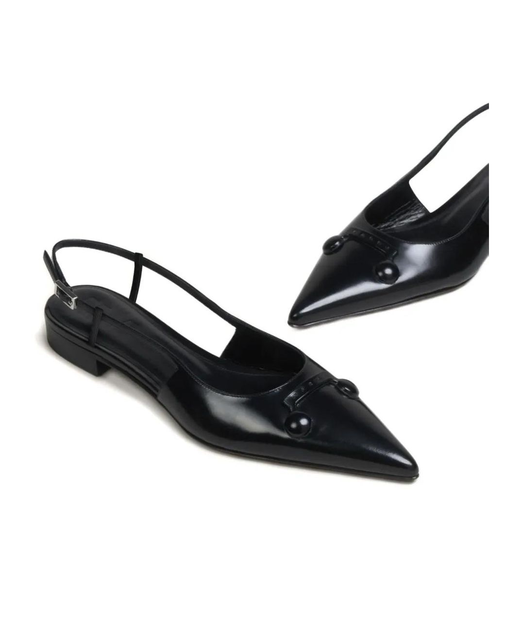 Marni Black Pointed-Toe Slingback Sandals
