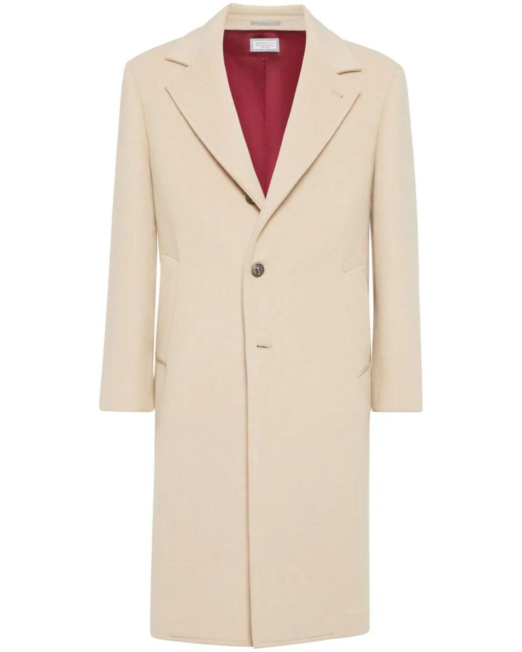 Brunello Cucinelli Natural Single-Breasted Coat for men