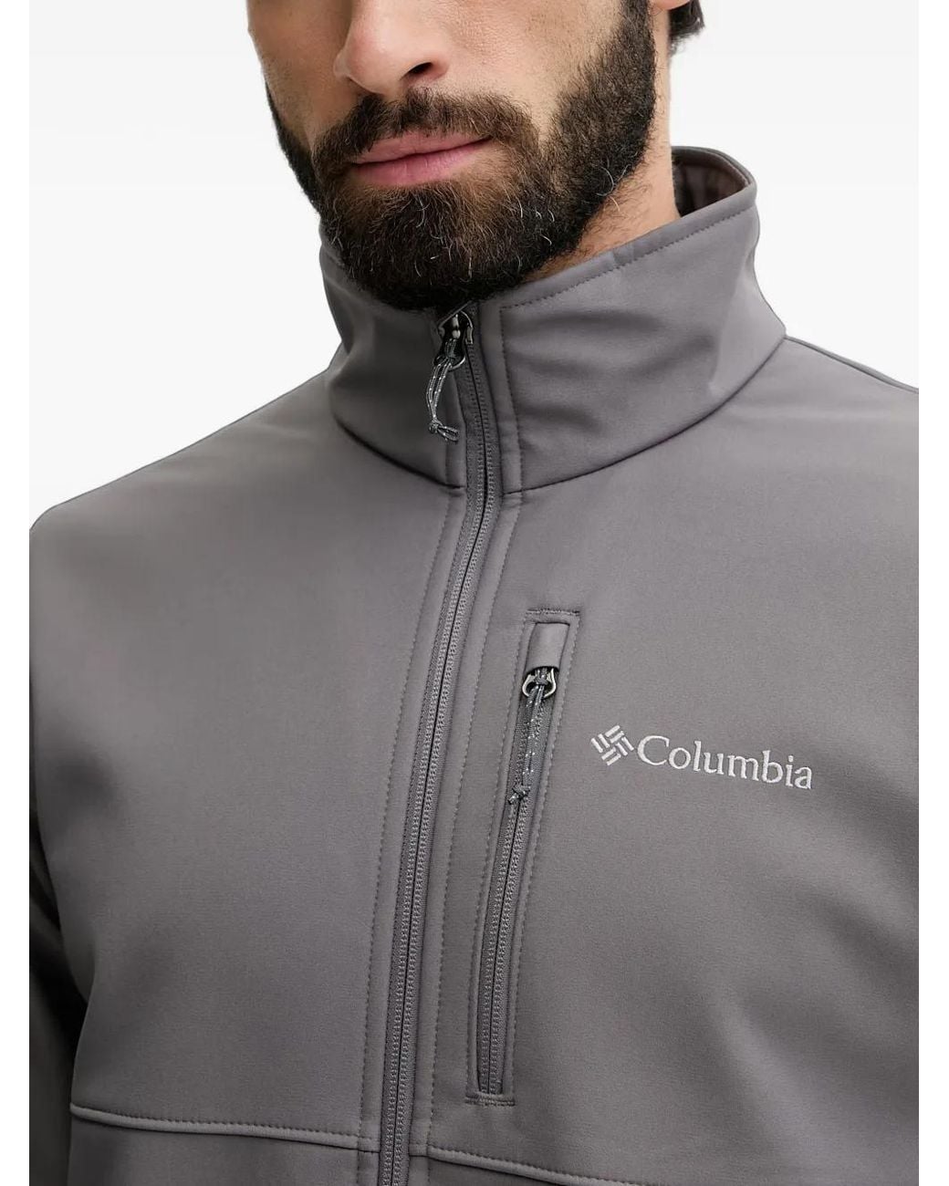 Columbia Gray Ascender Logo-Print Zip-Up Jacket for men