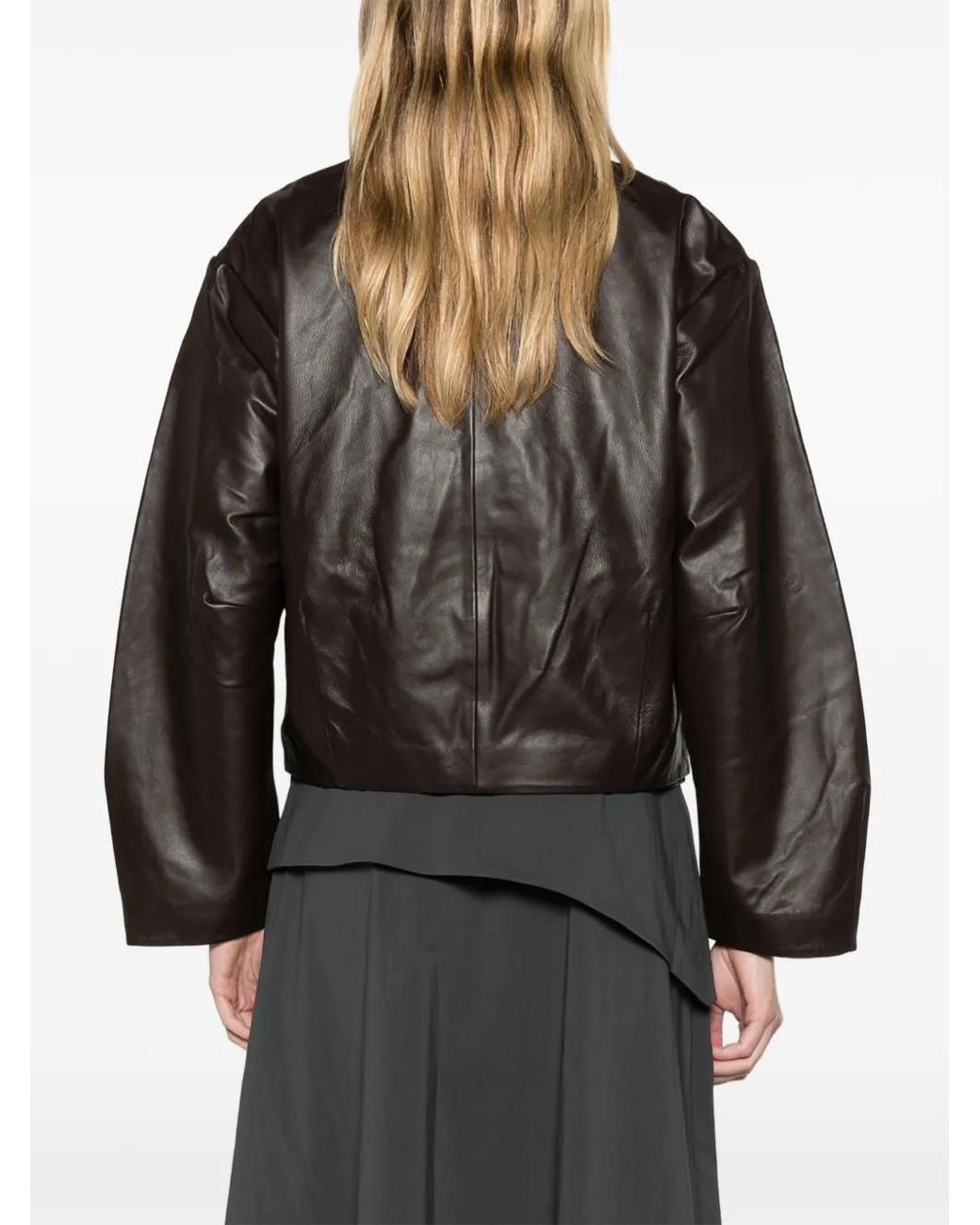 St. Agni Brown Cocoon Zip Leather Jacket