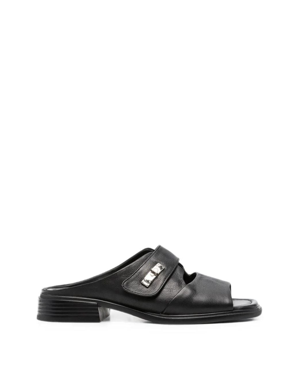 SERGIO MORETTI FIRENZE Black Turn-Lock Leather Sandals