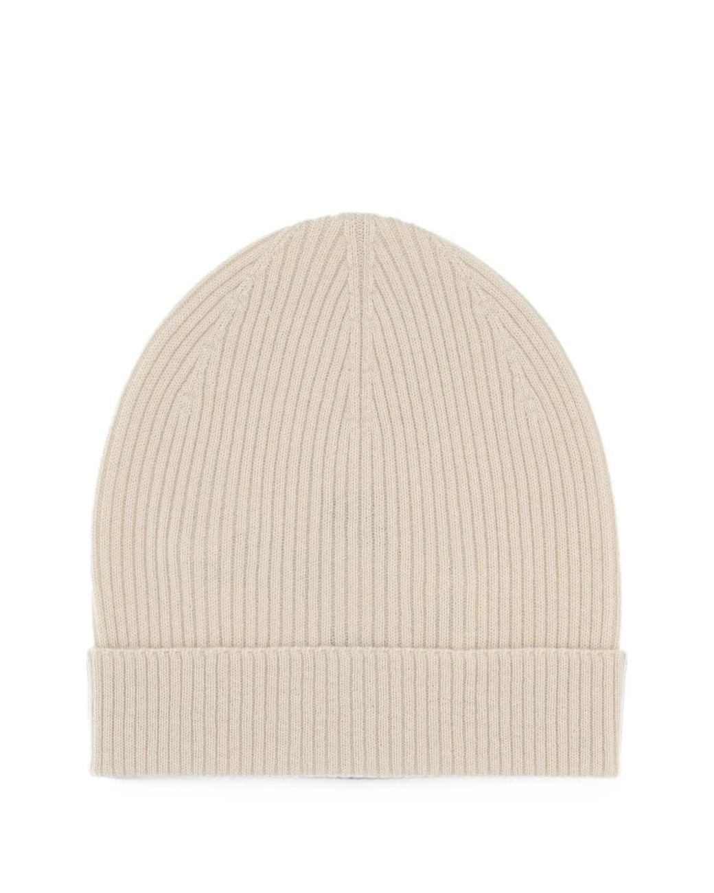 Rick Owens Natural Ribbed-Knit Beanie Hat for men
