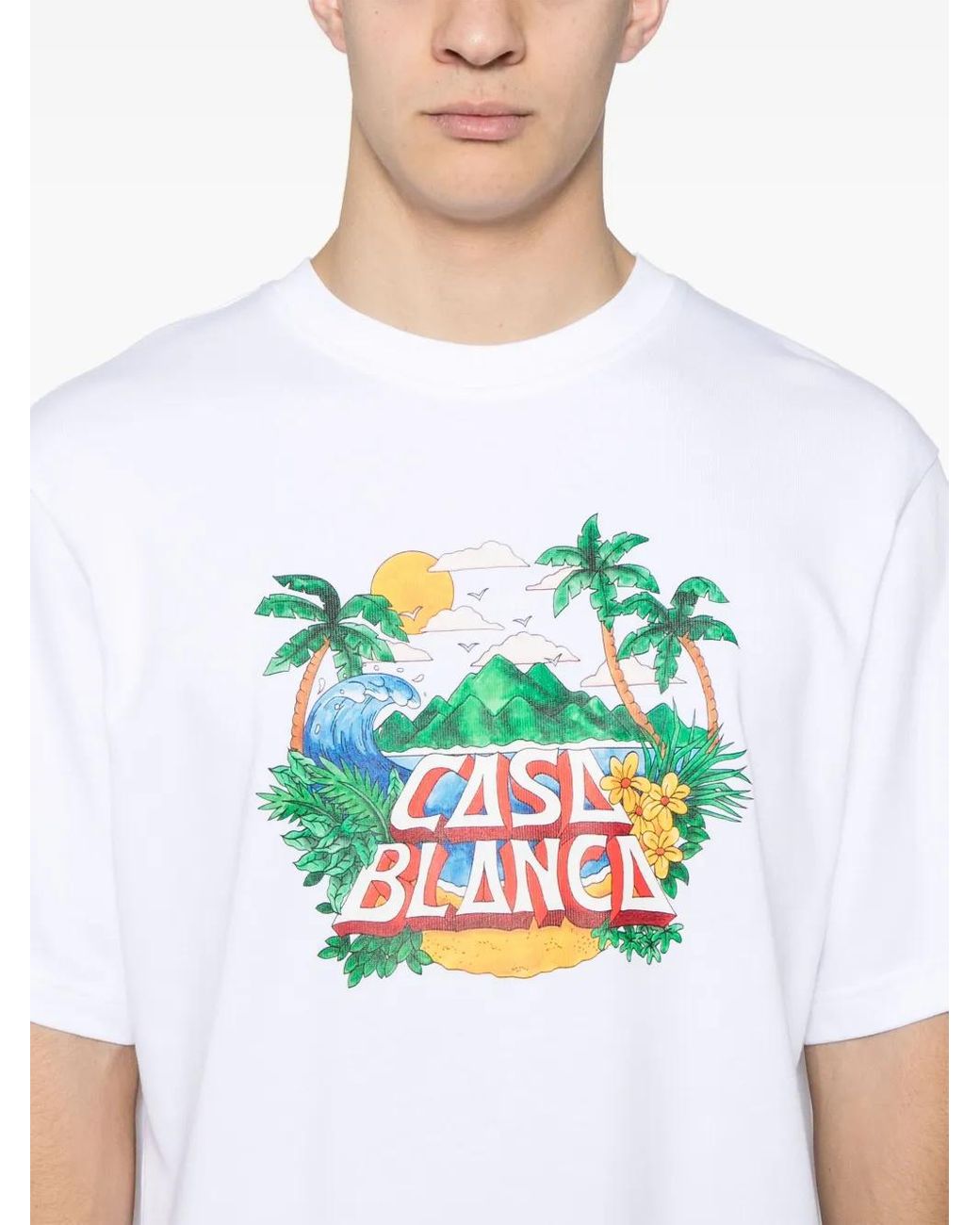 Casablanca White Casa Beach Wave T-Shirt for men