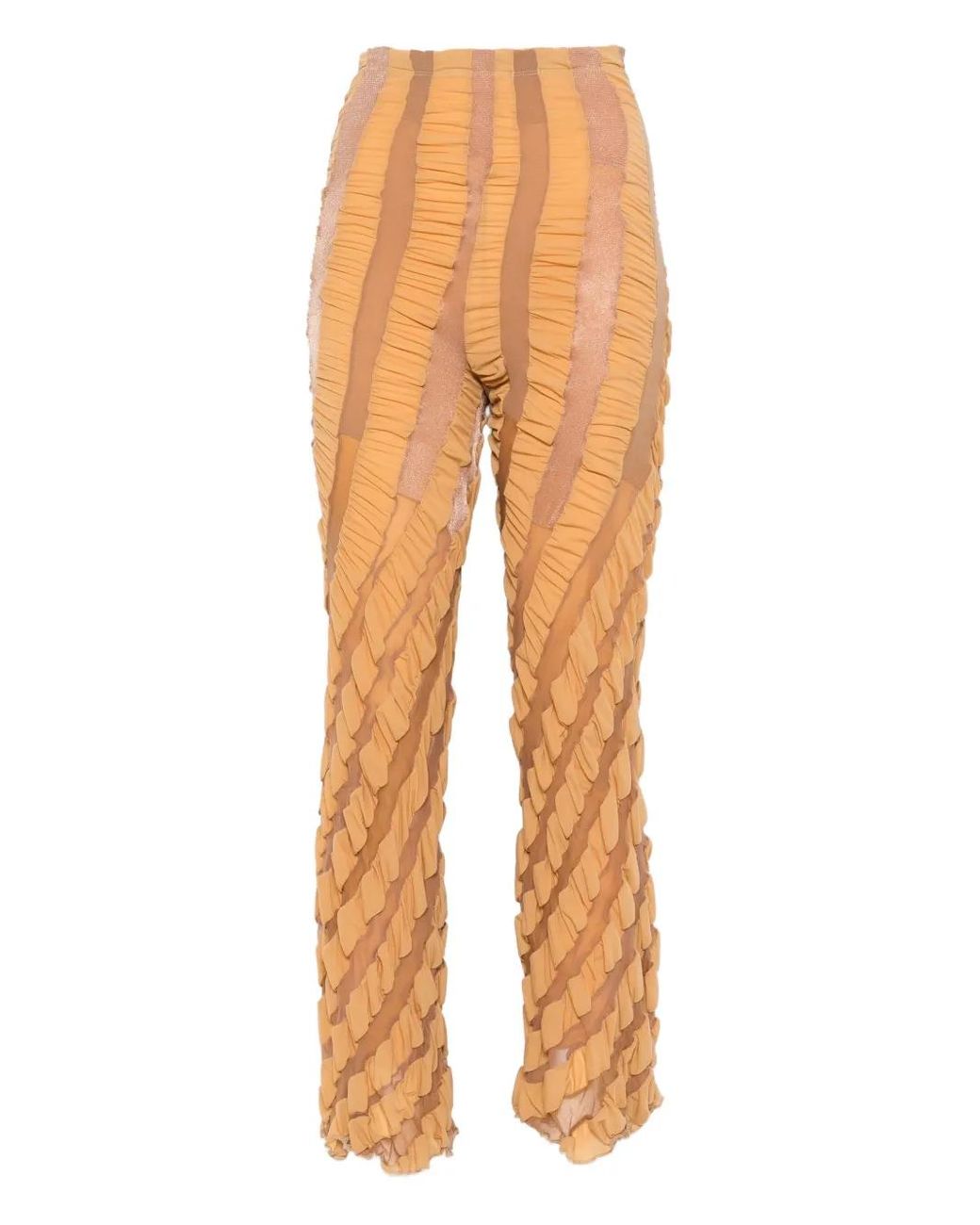 Anni Salonen Orange Twisted Ruffled Trousers