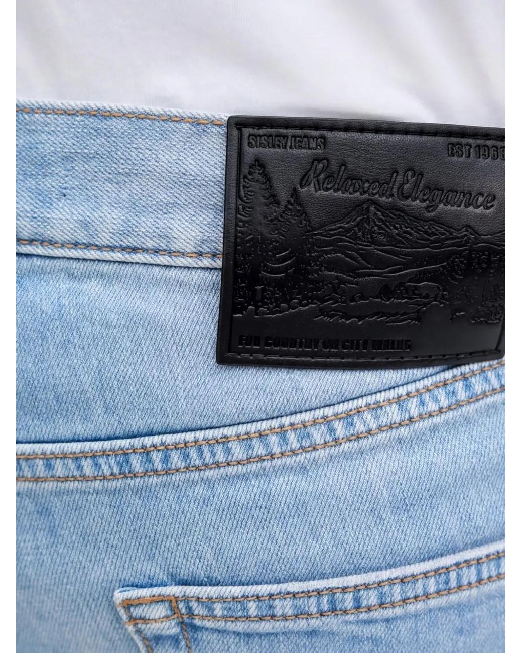 Sisley Blue Logo-Patch Jeans for men
