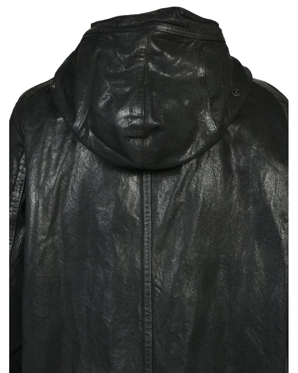 Julius Black Waxed Denim Coat for men