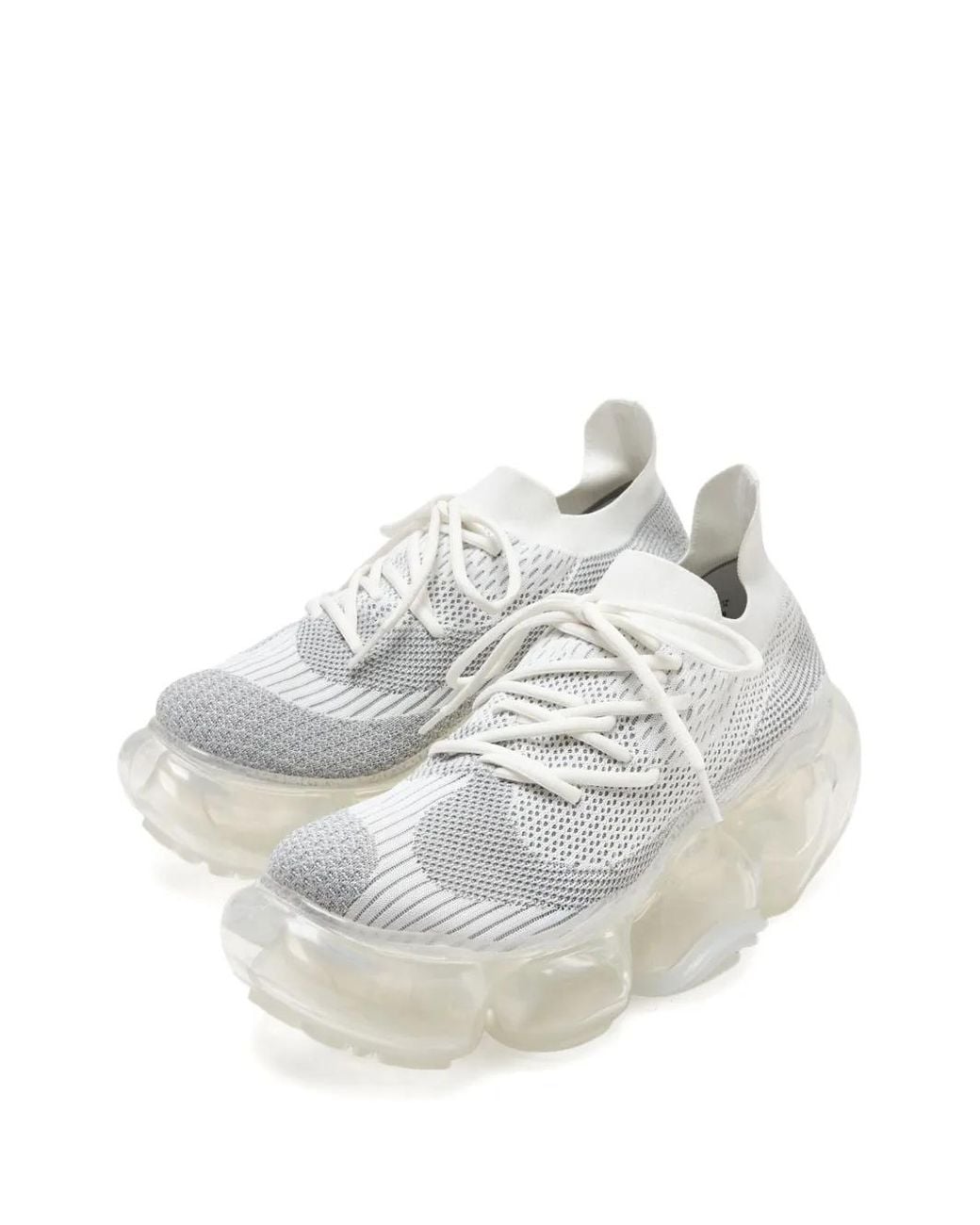 grounds White Moopie Knit-Upper Bubble Sole Sneakers