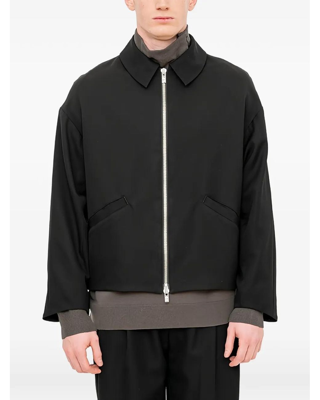 DEVOA Black Zip-Up Jacket for men