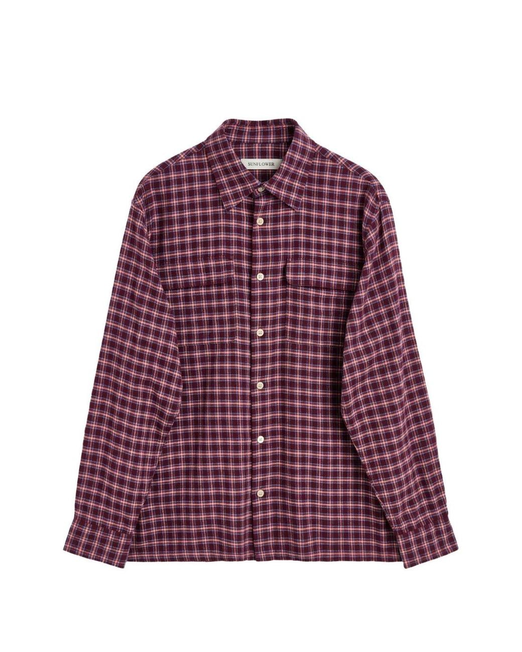 sunflower Purple Check-Pattern Flap-Pocket Shirt for men