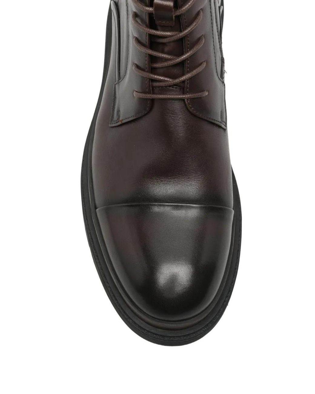 SERGIO MORETTI FIRENZE Black Lace-Up Leather Biker Boots for men